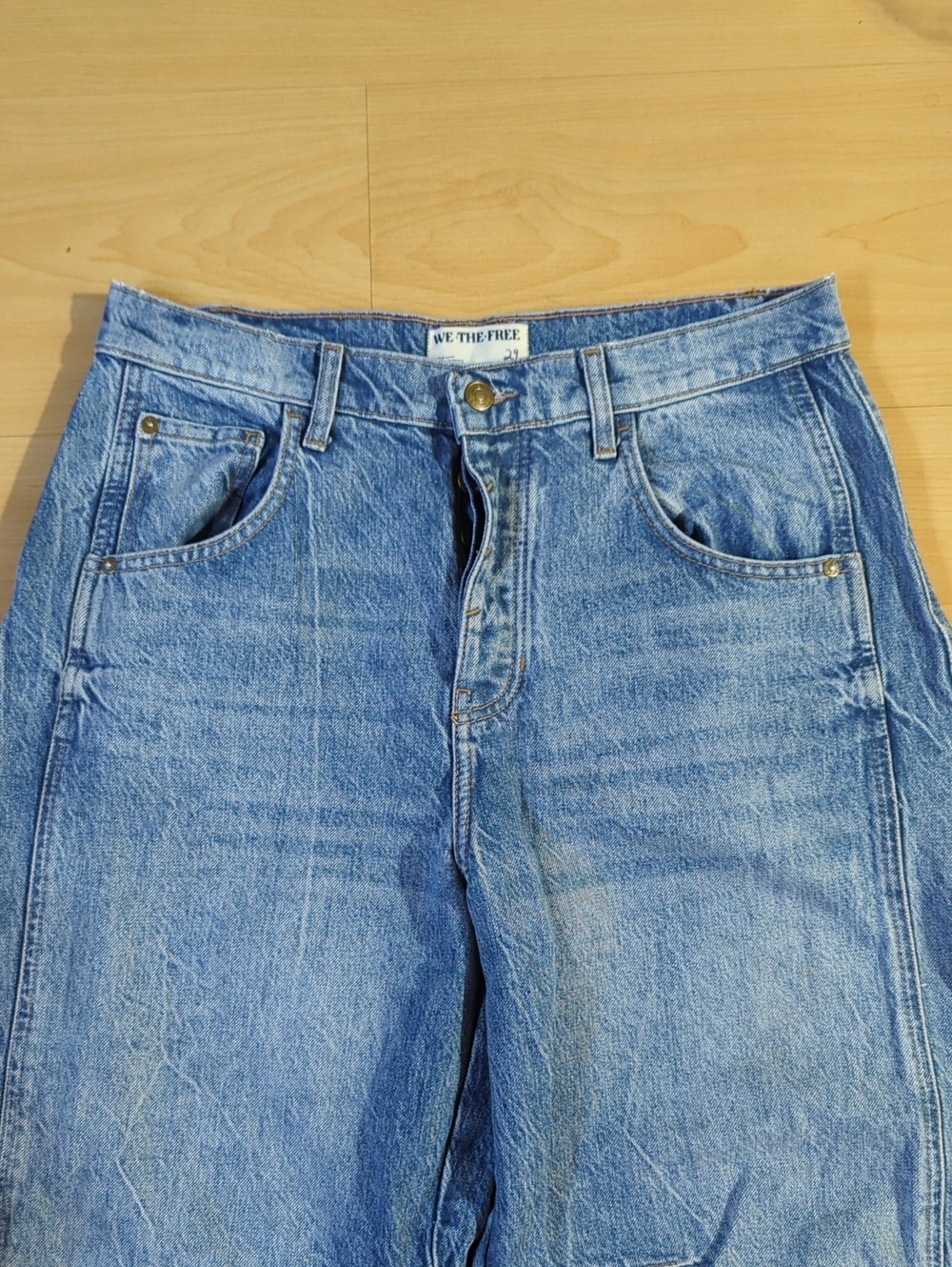We The Free lucky you mid rise barrel jeans button fly oversized curved sz 29 - Picture 6 of 12